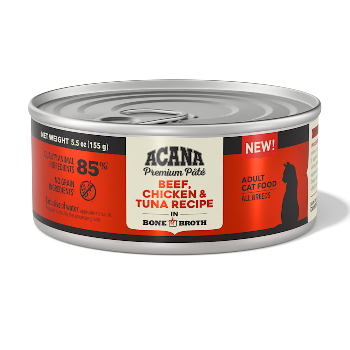 ACANA Beef, Chicken + Tuna Recipe in Bone Broth Wet Cat Food, 5.5 oz., Case of 12, 12 X 5.5 OZ