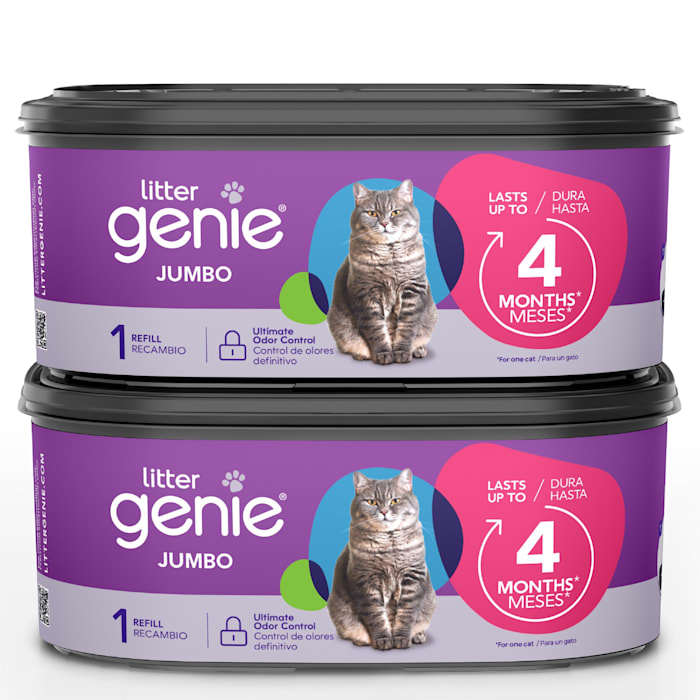 Litter Genie Jumbo 2 Pack Refill with Multi-layers Block Odors Cat Litter, 1.05 LBS, Purple / Pink