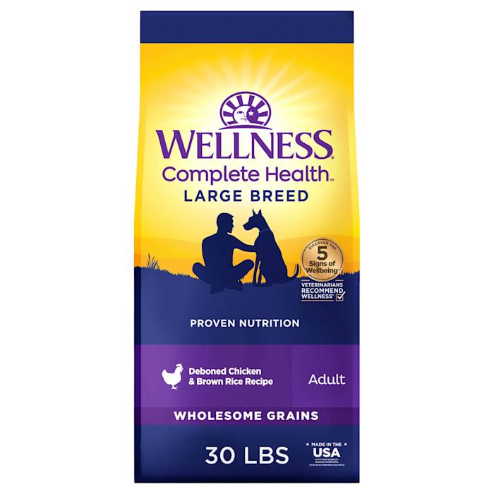 (BBD: 10/14/2026) Wellness Complete Health Natural Large Breed Dry Dog Food  Chicken & Rice  30-Pound Bag