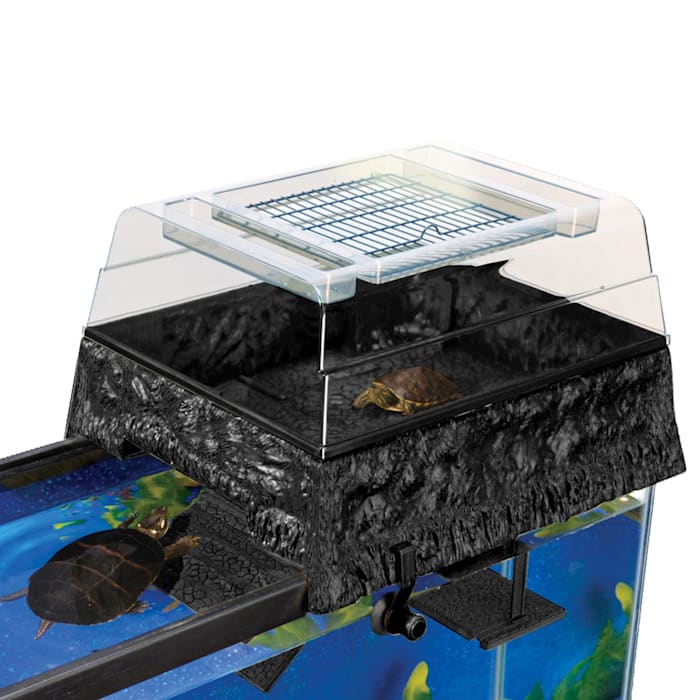 Penn-Plax Reptology Turtle Topper – Above Tank Basking Platform that Safely Mounts to Standard Size Tanks up to 55 Gallons and 13” Wide – Black Color