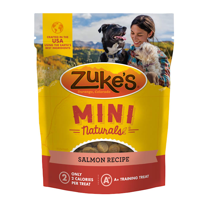 Zuke’s Mini Naturals Soft And Chewy Dog Treats For Training Pouch  Natural Treat Bites With Salmon Recipe  16.0 OZ Bag