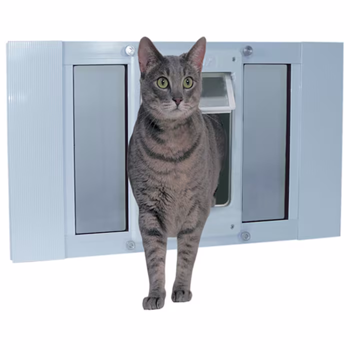 Ideal Pet Products Aluminum Sash ChubbyKat Flap Pet Door Medium White 1.25  x 33  x 15.06