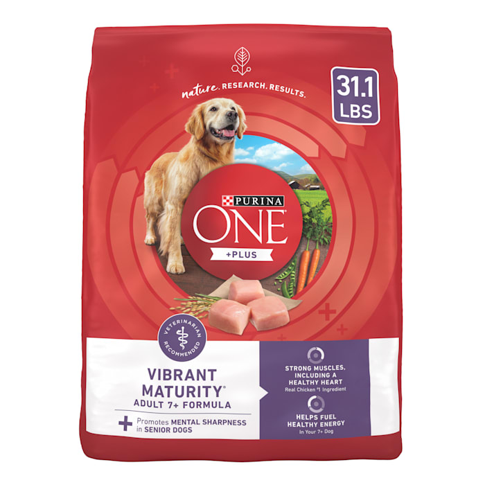 (BB:MAY/2026) Purina ONE Plus Vibrant Maturity Dry Dog Food for Senior Dogs  High Protein Chicken  31.1 lb Bag
