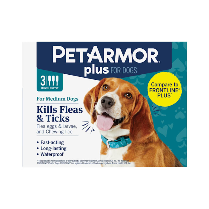 PETARMOR Plus for Medium Dogs 23-44 lbs  Flea & Tick Prevention for Dogs  3-Month Supply