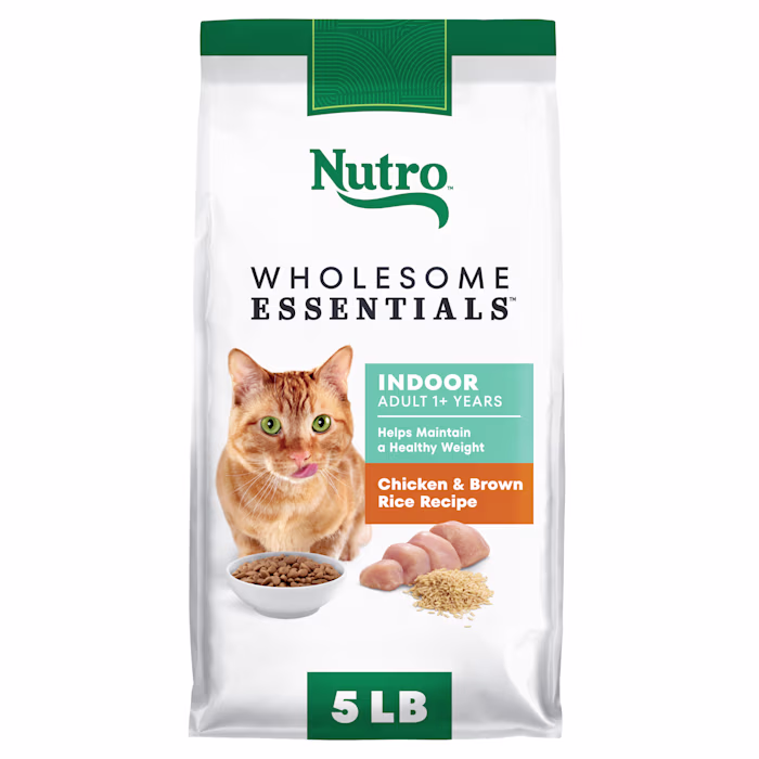  Best by feb 24/2026)NUTRO WHOLESOME ESSENTIALS Natural Indoor Cat Chicken & Brown Rice Dry Cat Food for Adult Cat  5 lb. Bag