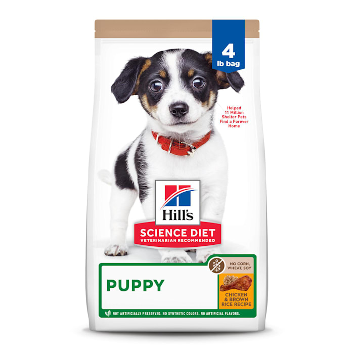 (Best Before 03/2026) Hill's Science Diet Puppy No Corn, Wheat or Soy Dry Dog Food, Chicken Recipe, 4 lb Bag (B083FHN7KV)