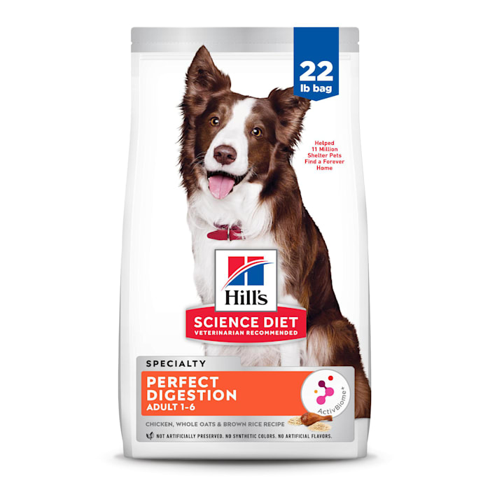 (BBD 04/2026). Hill's Science Diet Adult Dog Dry Perfect Digestion Chicken, Brown Rice, & Whole Oats Recipe, 22 lb Bag (B08DDK53P4)