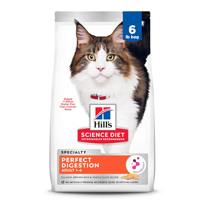 Hill's Science Diet Adult Perfect Digestion Salmon Dry Cat Food, 6 lbs. (Best Before 11/2025))