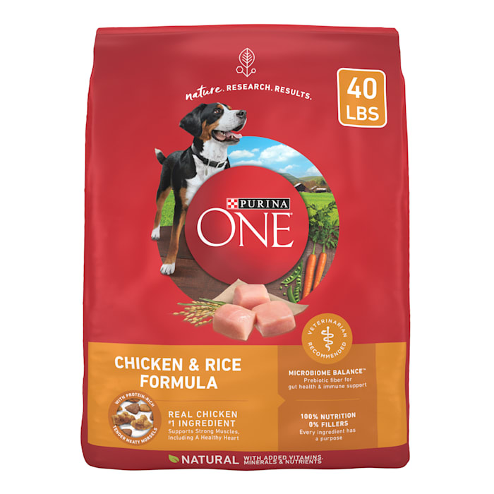 Purina One Dry Dog Food for Adult Dogs High Protein  Real Chicken & Rice  40 lb Bag