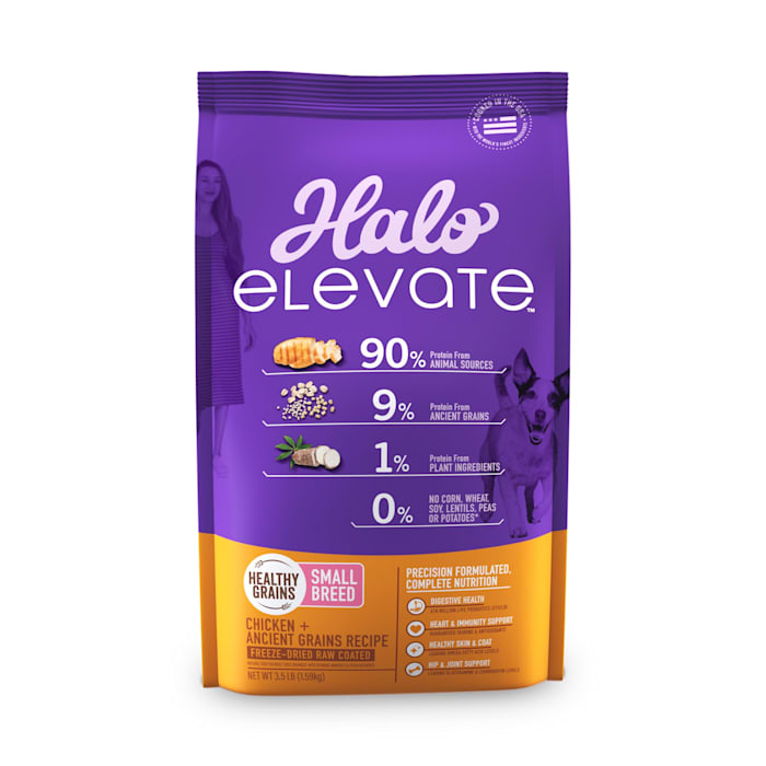 Halo Elevate Dog Healthy Grains Small Breed Chicken Recipe Dry Food, 3.5 lbs.(BEST BY 04/FEB/2025)