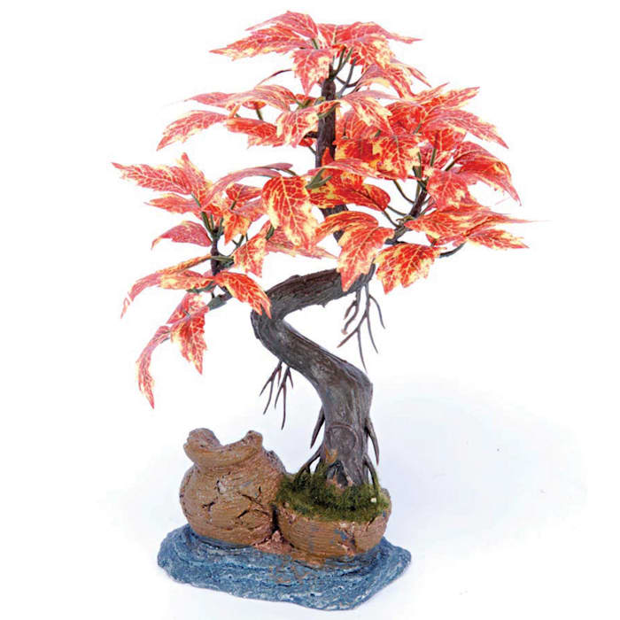 Penn-Plax Deco-Replicas Bonsai Tree Aquarium Decoration – Orange – Safe for Freshwater and Saltwater Fish Tanks – 8” Height