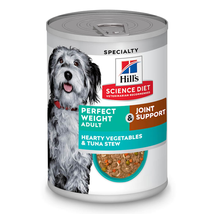 (( best by 03/2026 )) Hill's Science Diet Adult Perfect Weight & Joint Support Hearty Vegetables and Tuna Stew Canned Dog Food, 12.5 oz., Case of 12