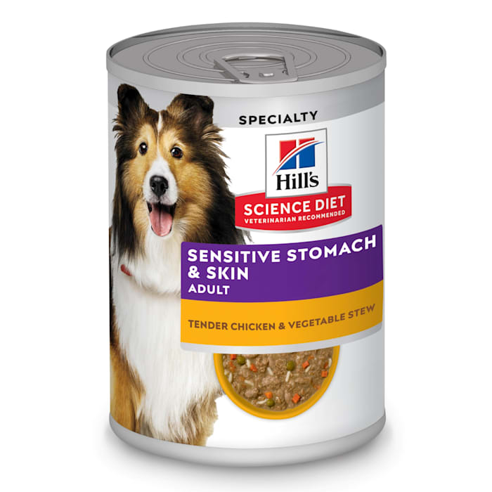 (09/2026)Hill's Science Diet Adult Sensitive Stomach & Skin Tender Chicken & Vegetable Stew Canned Dog Food, 12.5 oz., Case of 12