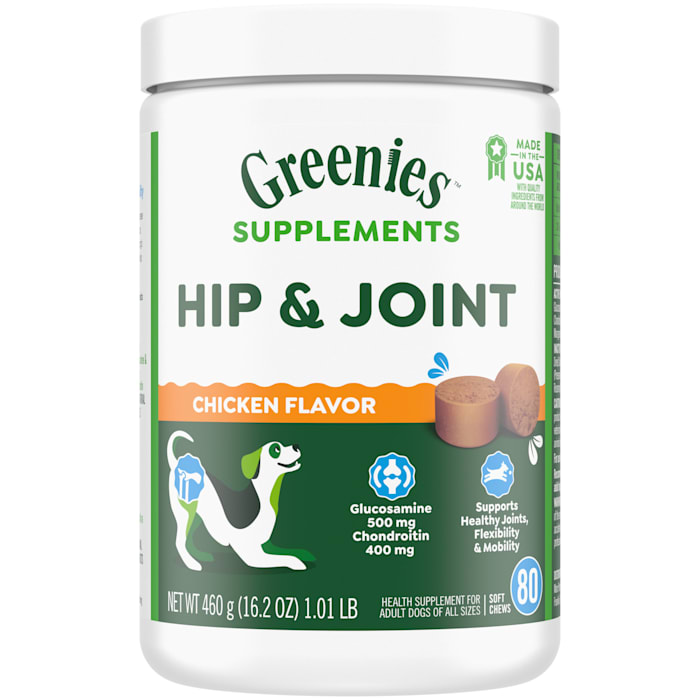 Greenies Hip And Joint Supplements For Dogs  Chicken Flavor  16.2 Oz  80-Count Soft Chews Best By 07/14/2025)