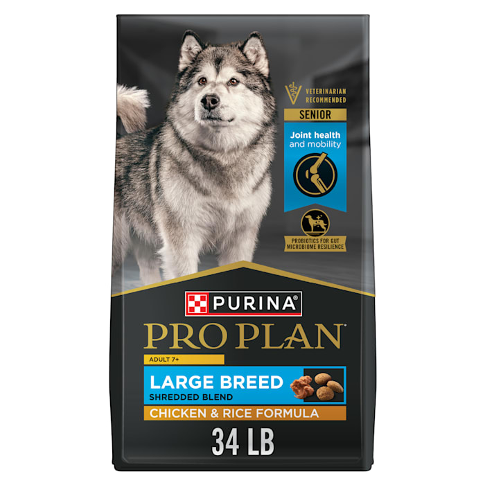 Purina Pro Plan Complete Essentials Large Breed Adult 7 Plus Shredded Blend Chicken & Rice Formula Senior Dry Dog Food, 34 lbs.
