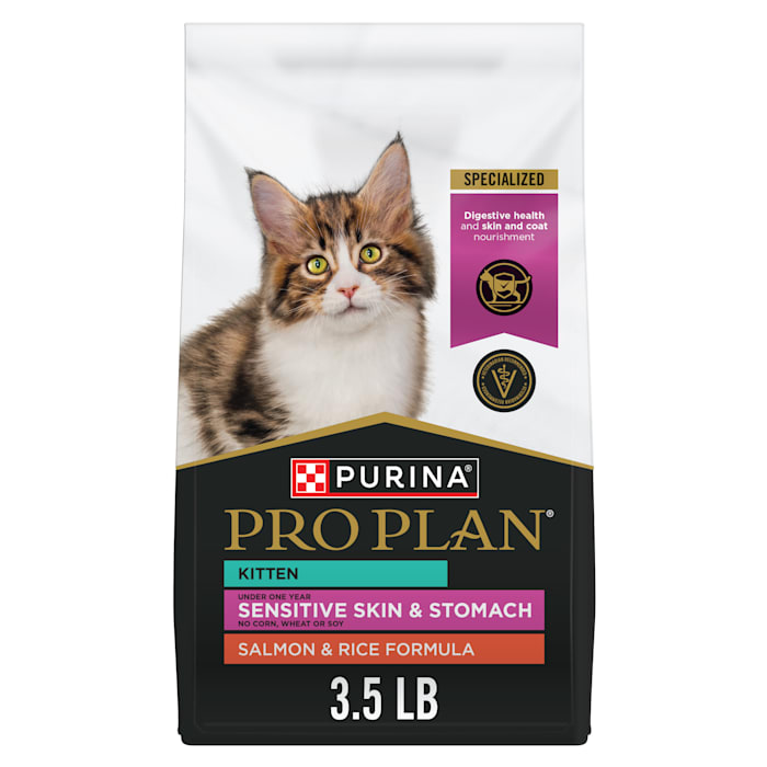 Purina Pro Plan Sensitive Skin and Stomach Salmon and Rice Formula Kitten Food, 3.5 lbs.