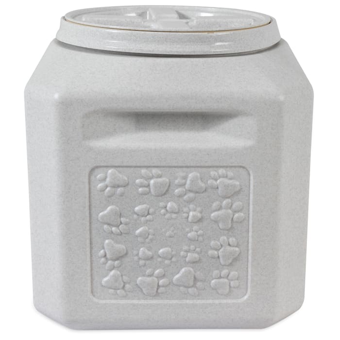 Gamma2 Vittles Vault Outback Pawprint Plastic Dry Pet Food Storage Container  Gray  25 Pound Capacity