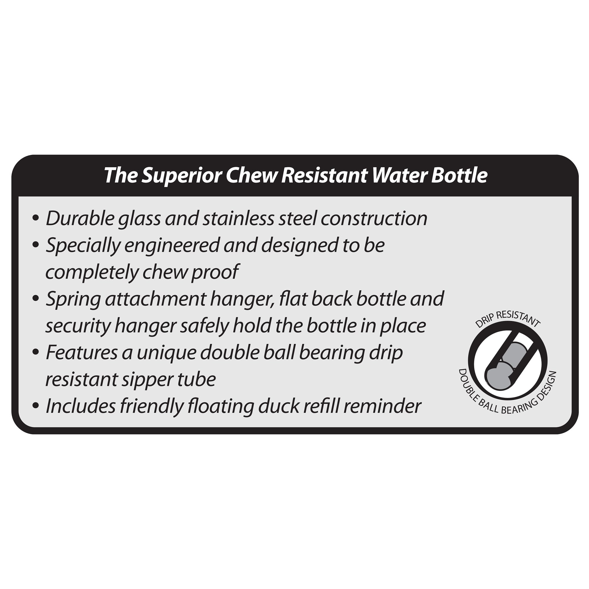 Kaytee Chew Proof Glass Water Bottle for Guinea Pig, Rat & Small Animals  12oz.