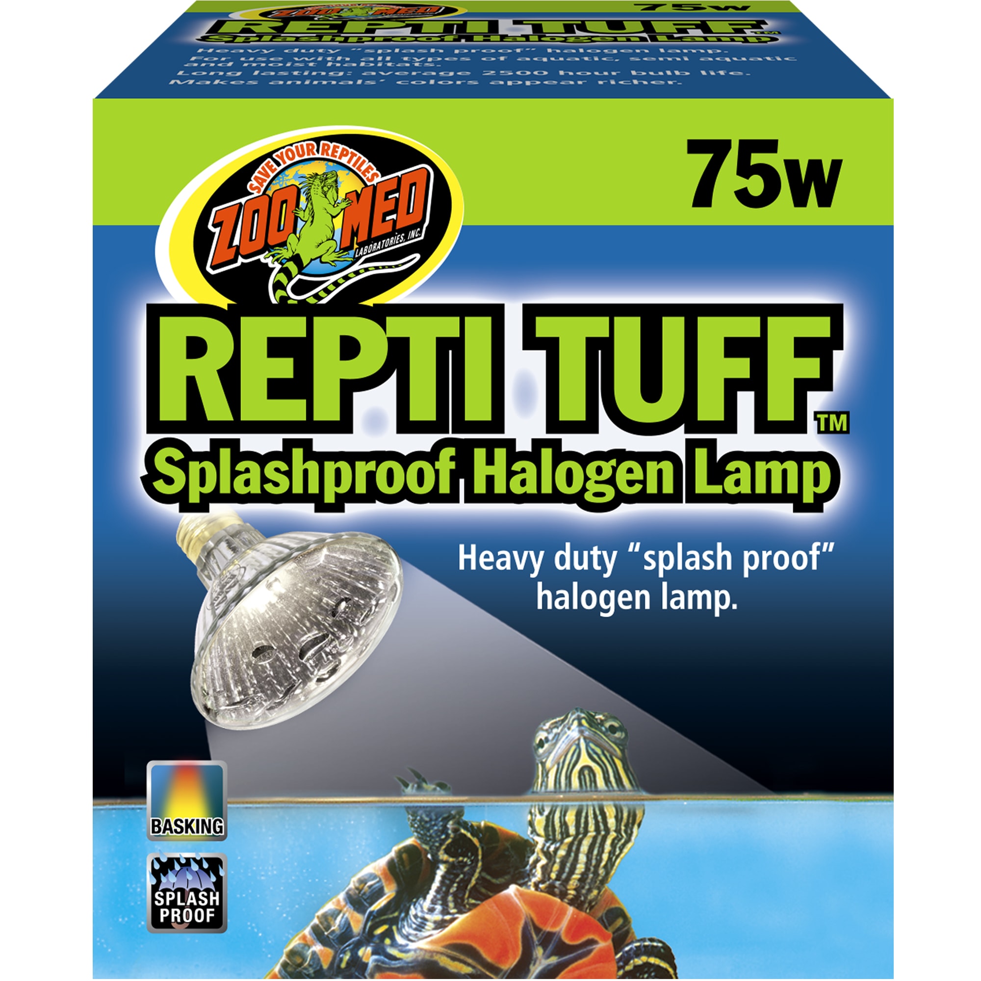 Zoo Med Repti Turtle Tuff Splashproof Halogen Lamp 75W Heavy Duty Basking Lamp