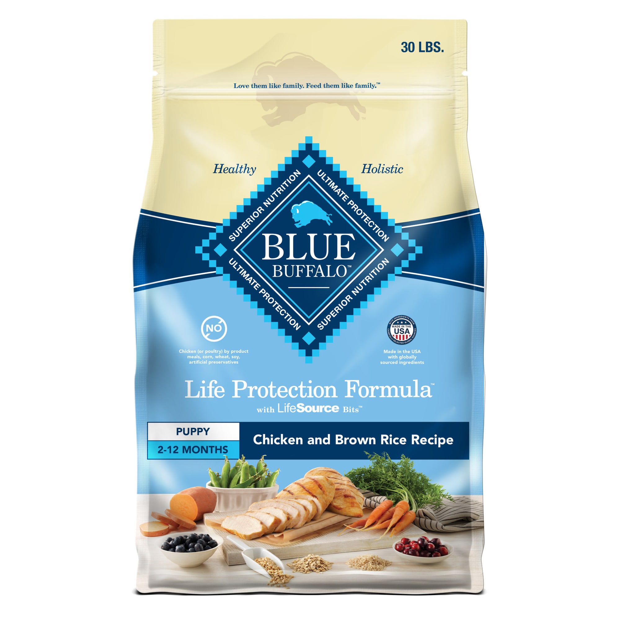 Blue Buffalo Life Protection Formula Natural Puppy Chicken and Brown Rice Dry Dog Food 30 lbs