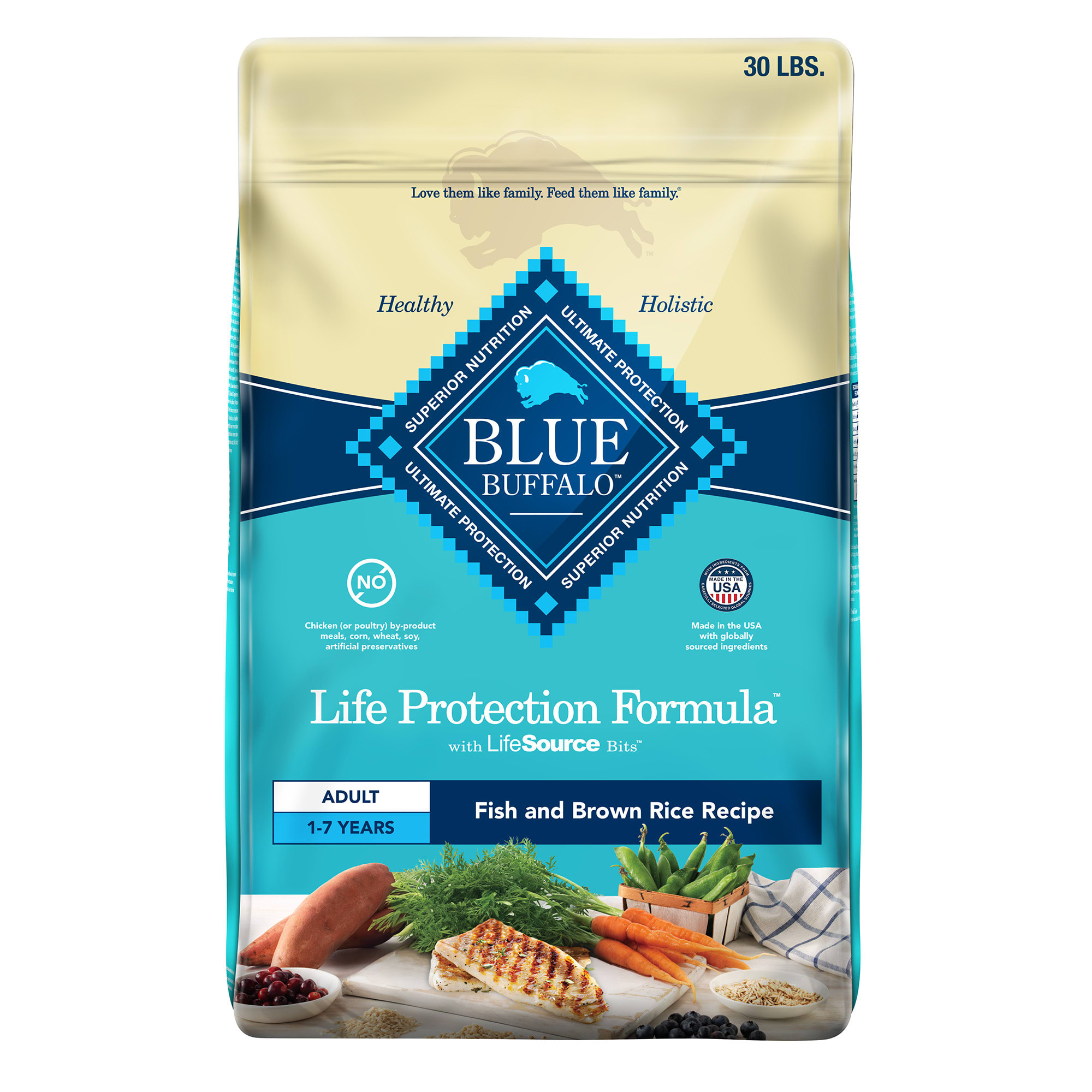 Blue Buffalo Blue Life Protection Formula Natural Fish and Brown Rice Adult  Dry Dog Food, 34 lbs.