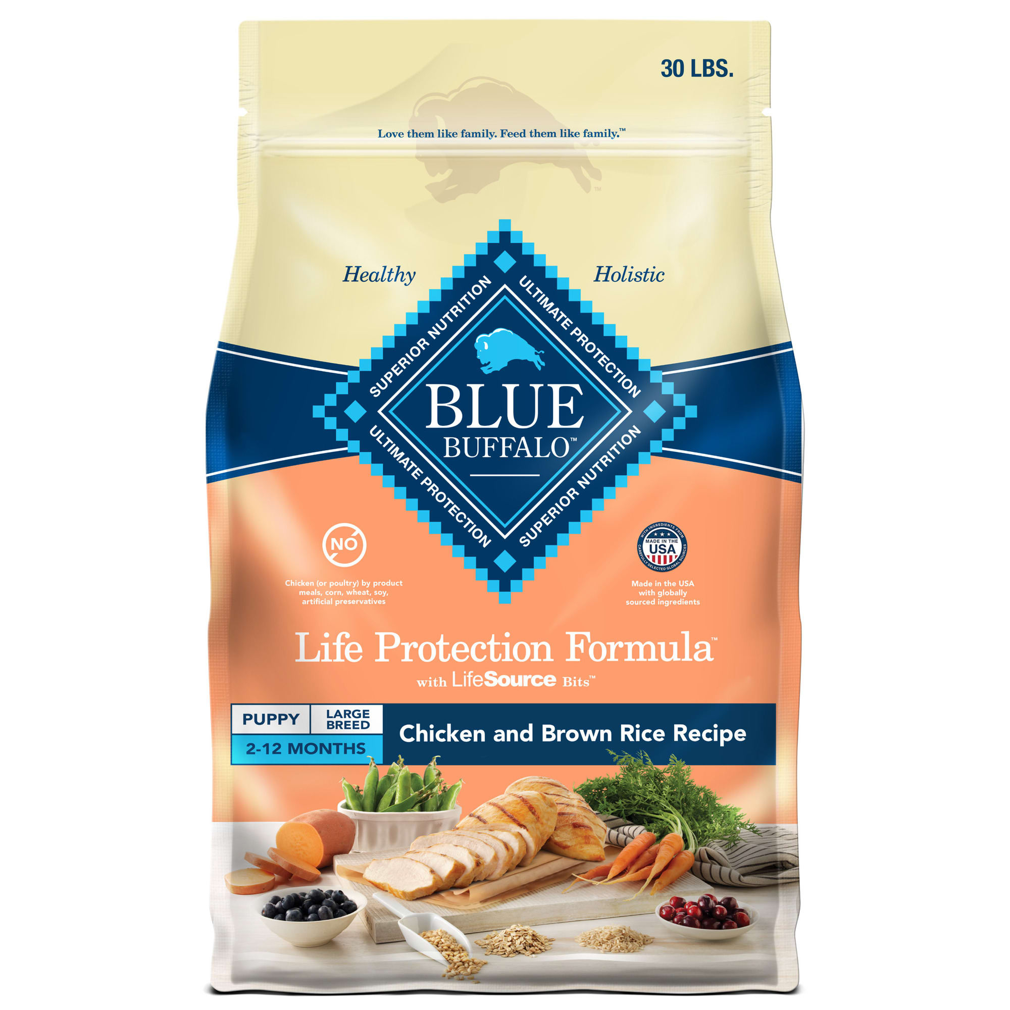 Blue Buffalo Life Protection Formula Chicken Rice Large Breed Dry Puppy Food 30 lbs