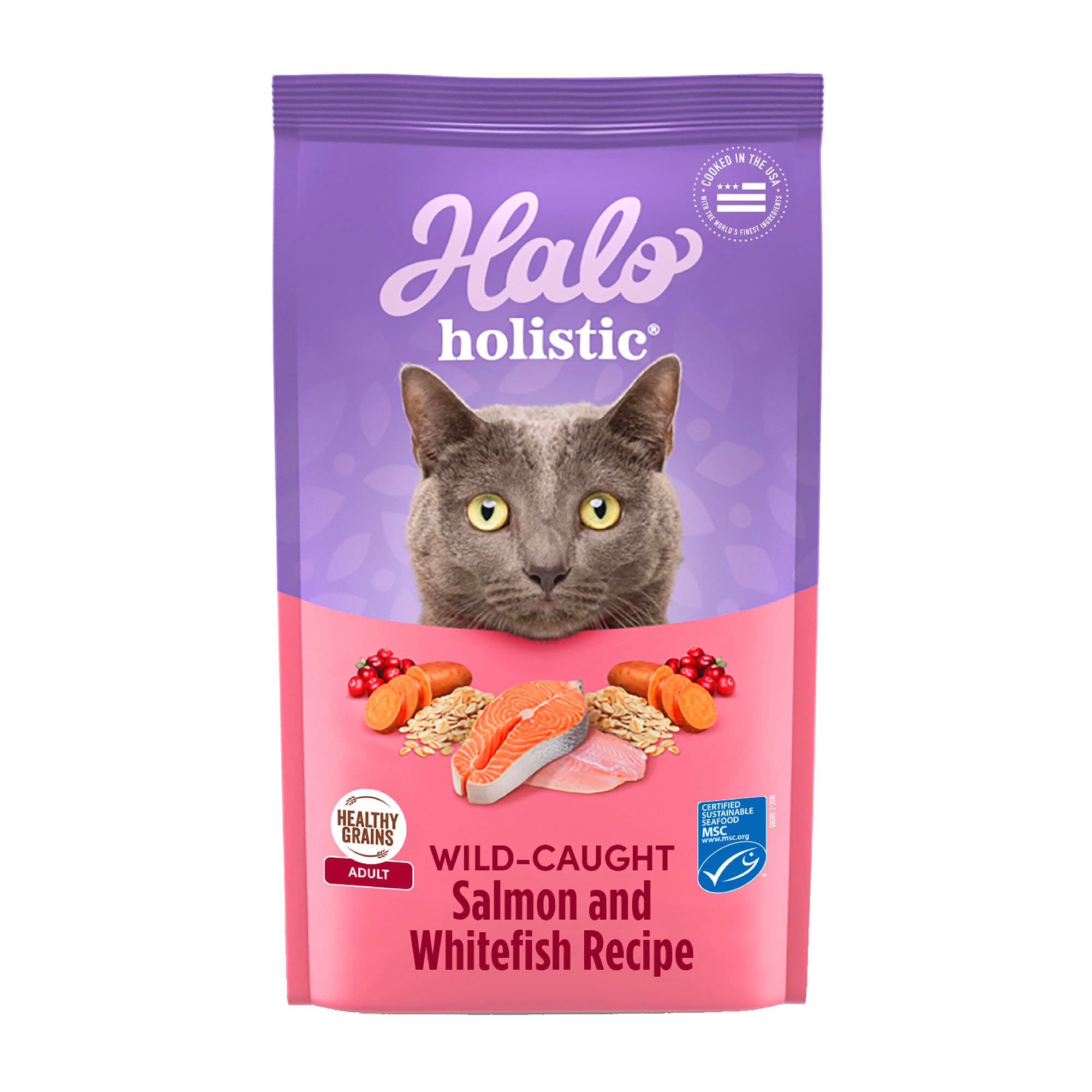 Halo Holistic Complete Digestive Health Wild-caught Salmon & Whitefish Recipe Adult Dry Cat Food, 3 lbs.