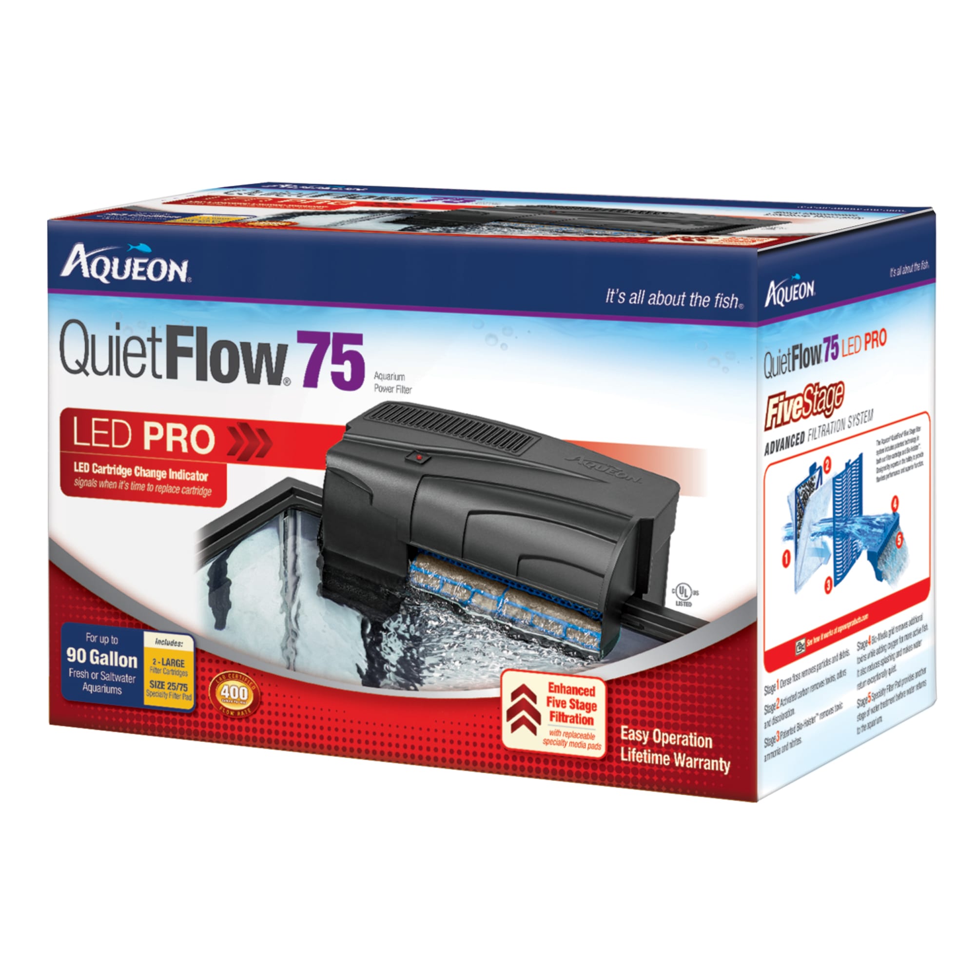 Aqueon QuietFlow LED PRO 75 Aquarium Filter Polisher