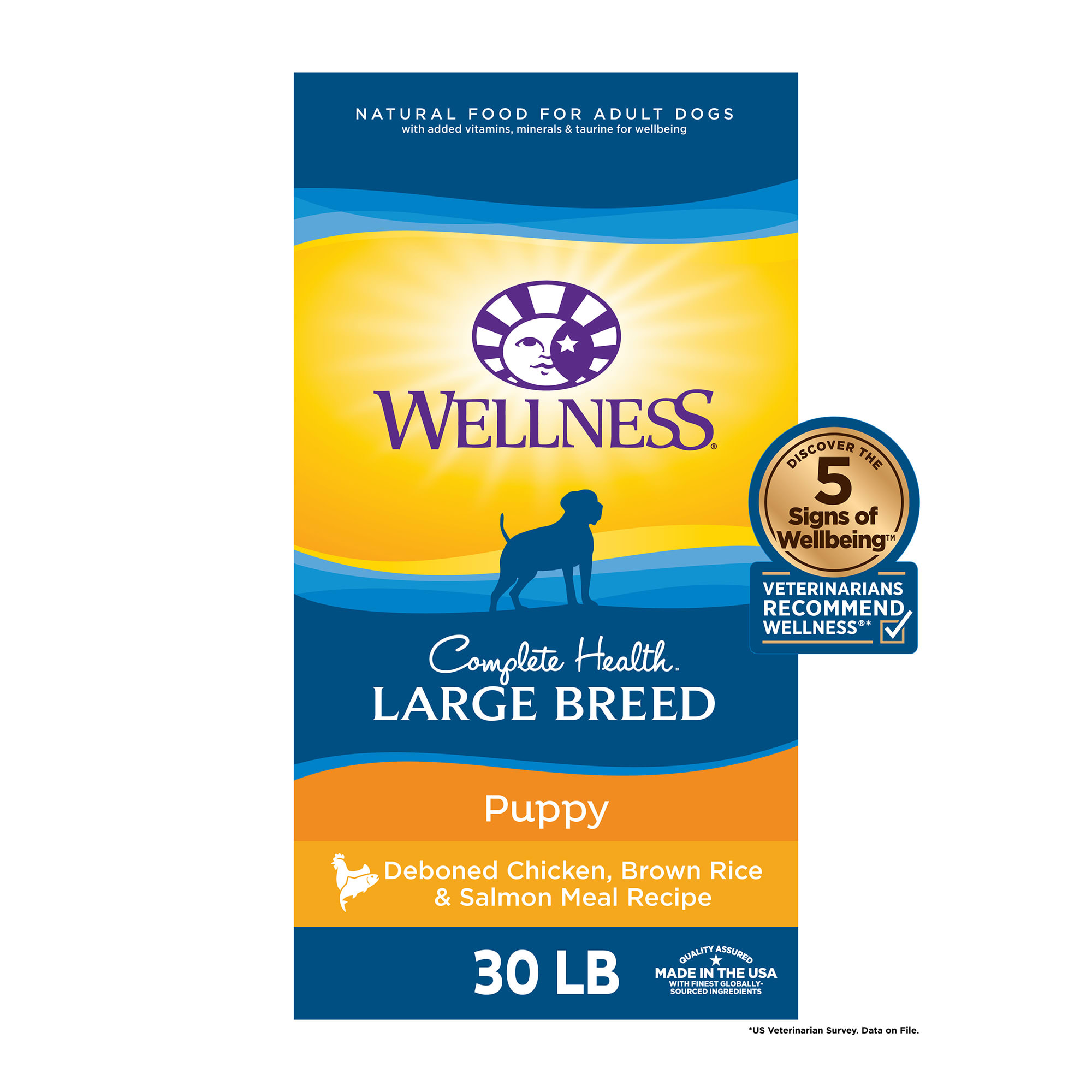 Wellness Complete Health Natural Large Breed Puppy Health Recipe Dry Dog  Food, 30 lbs.