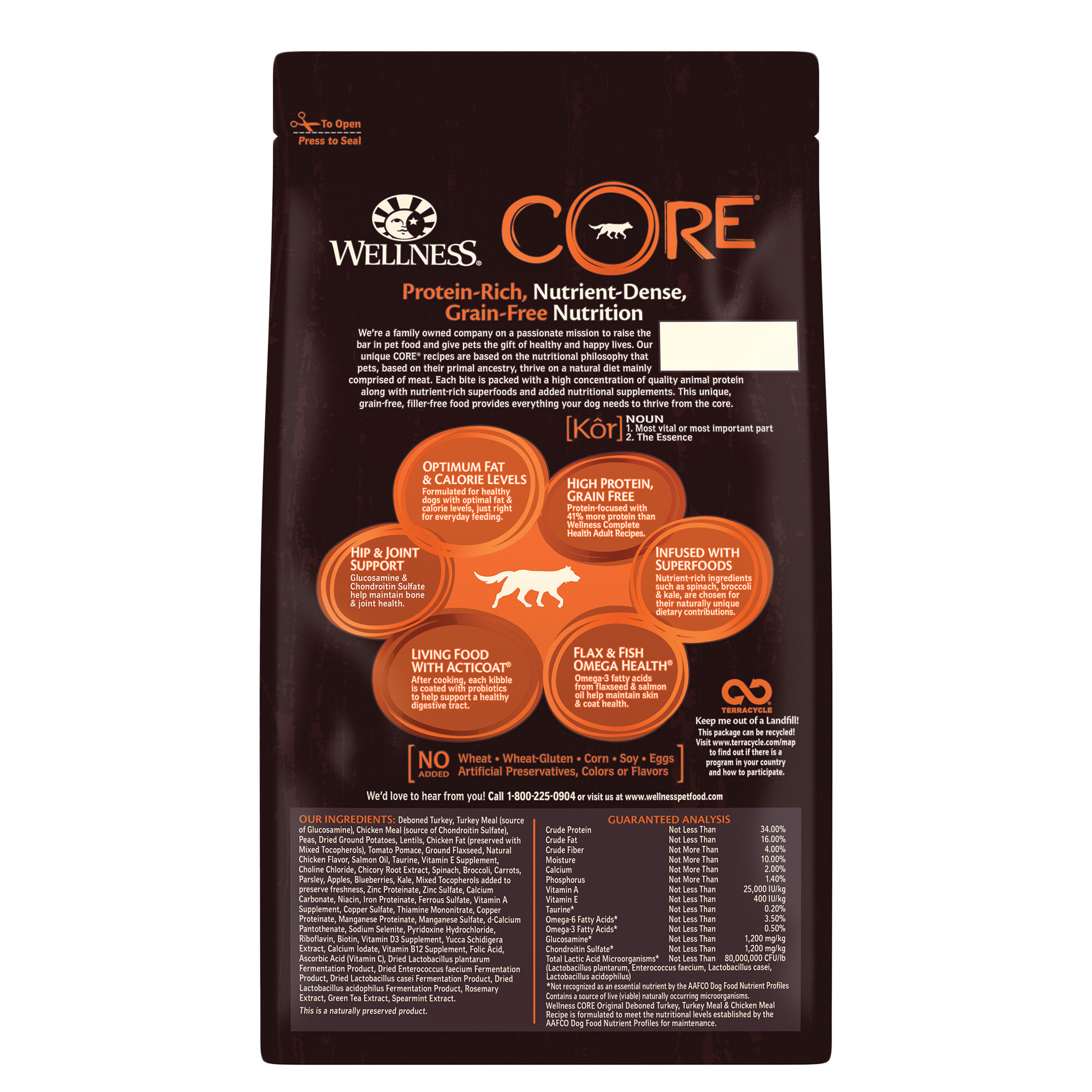 Wellness CORE Natural Grain Free Original Turkey Chicken Dry Dog