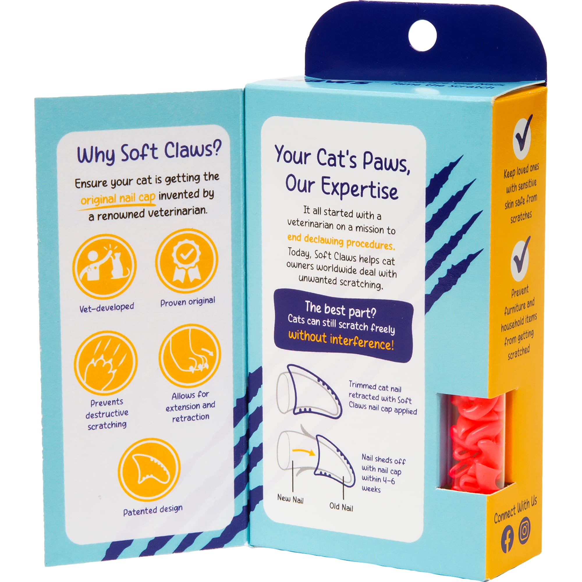 Soft Claws Small Pink Cat Nail Caps Adhesive Kit