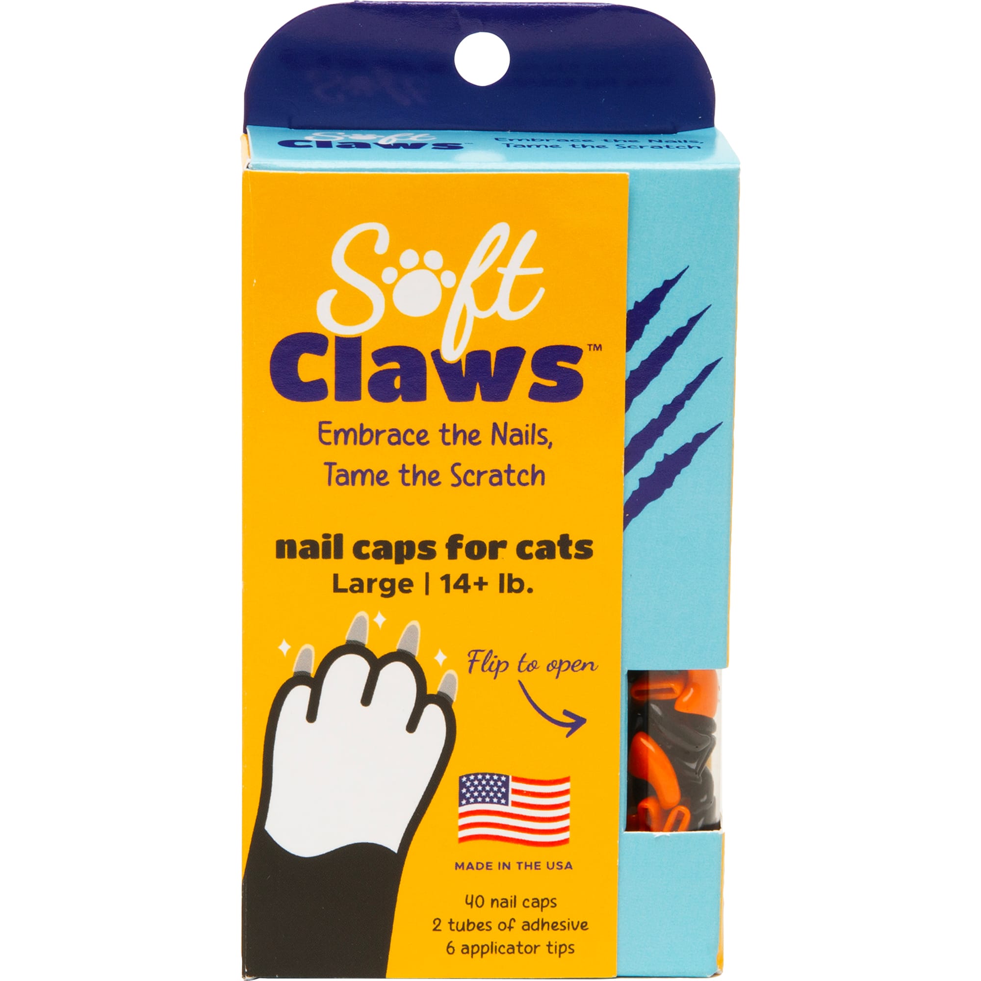 Soft Claws Seasonal Halloween Orange Black Cat Nail Caps Small Petco