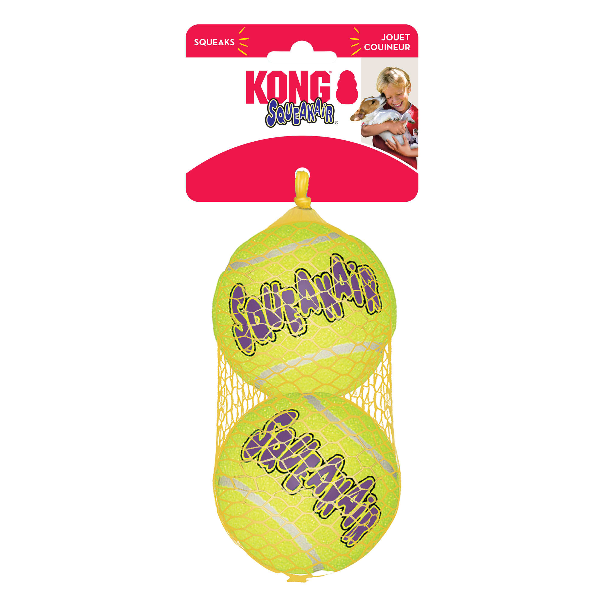 KONG SqueakAir Large Tennis Balls for Dogs Pack of 2