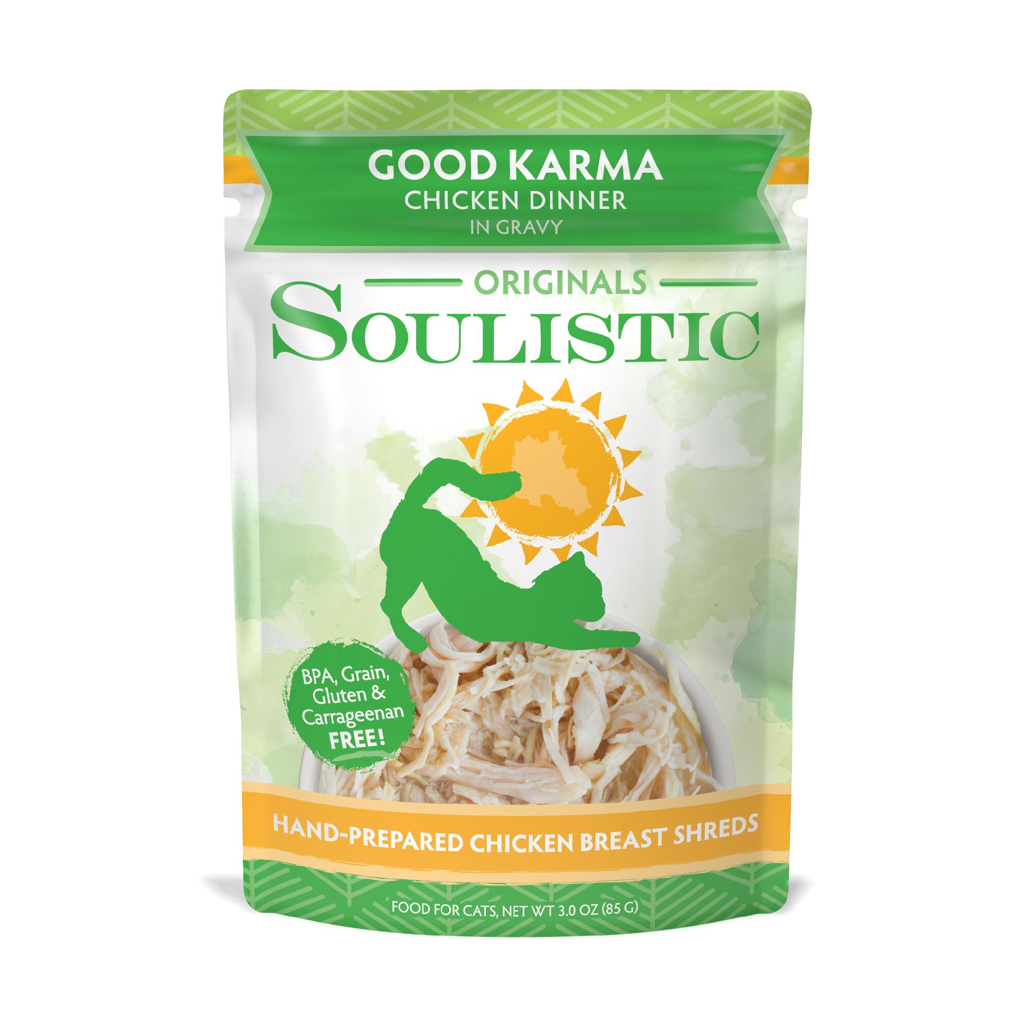 Soulistic Originals Good Karma Chicken Dinner in Gravy Wet Cat Food Pouches 3 oz. Case of 8