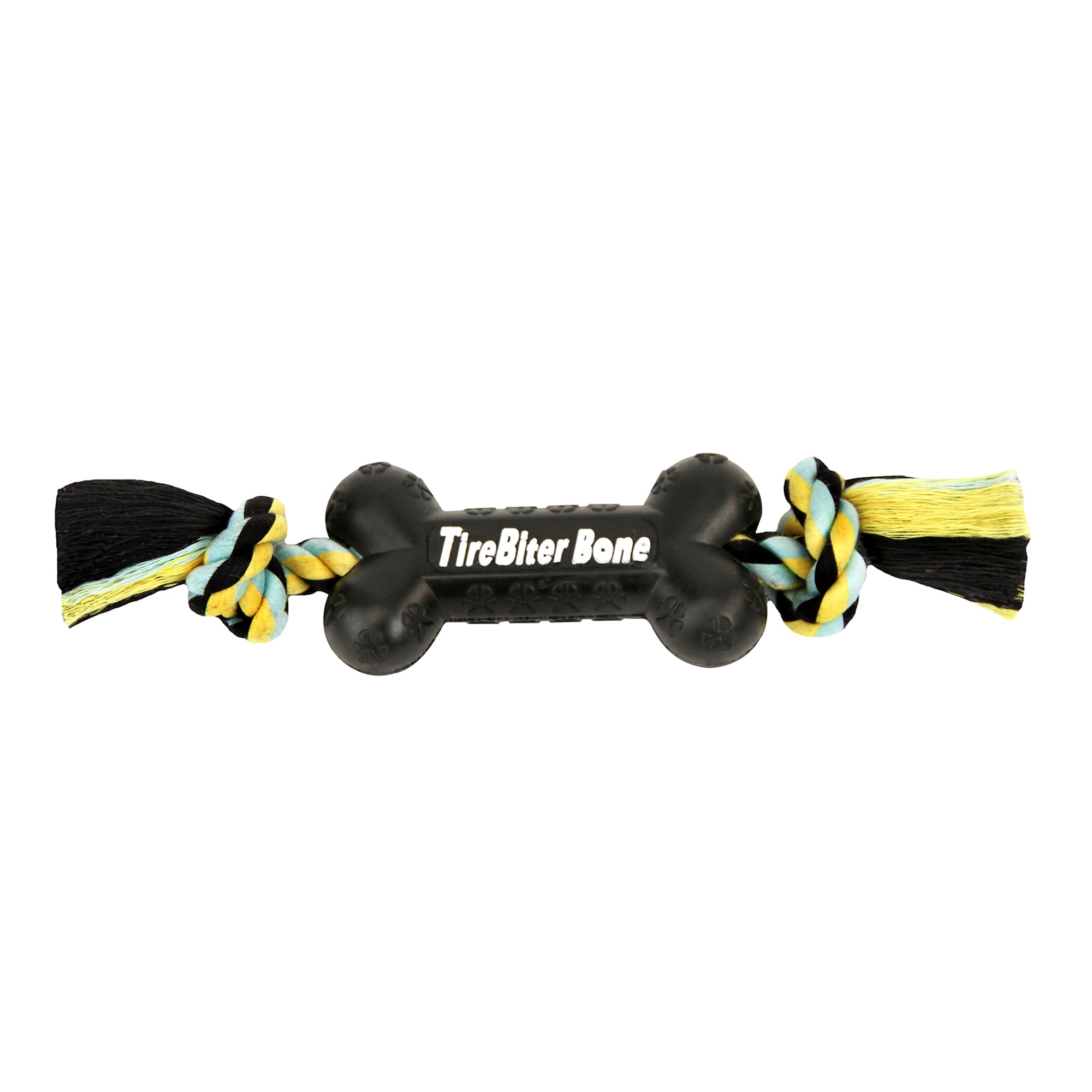 UPC 746772310236 product image for Mammoth TireBiter Bone with Rope Dog Toy, Large, Black | upcitemdb.com