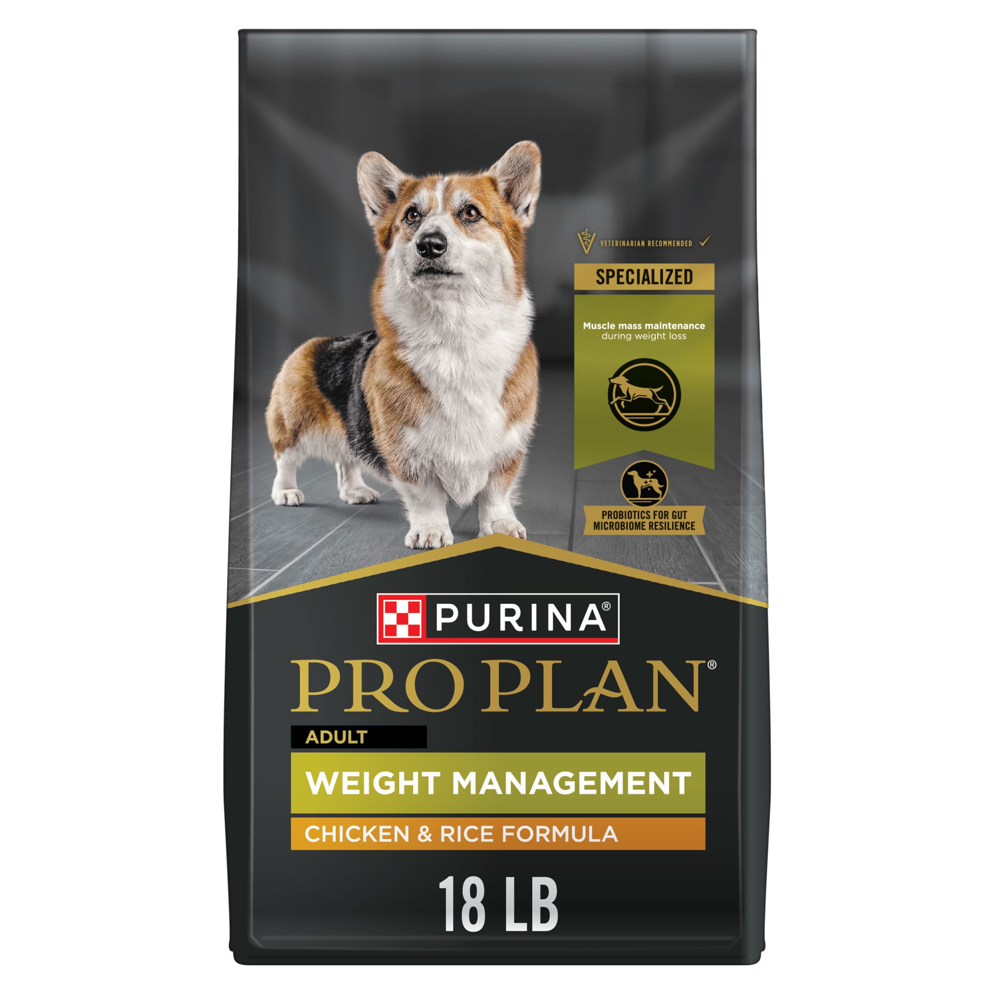 Purina Pro Plan with Probotics Weight Management Chicken Rice Formula Dry Dog Food 18 lbs