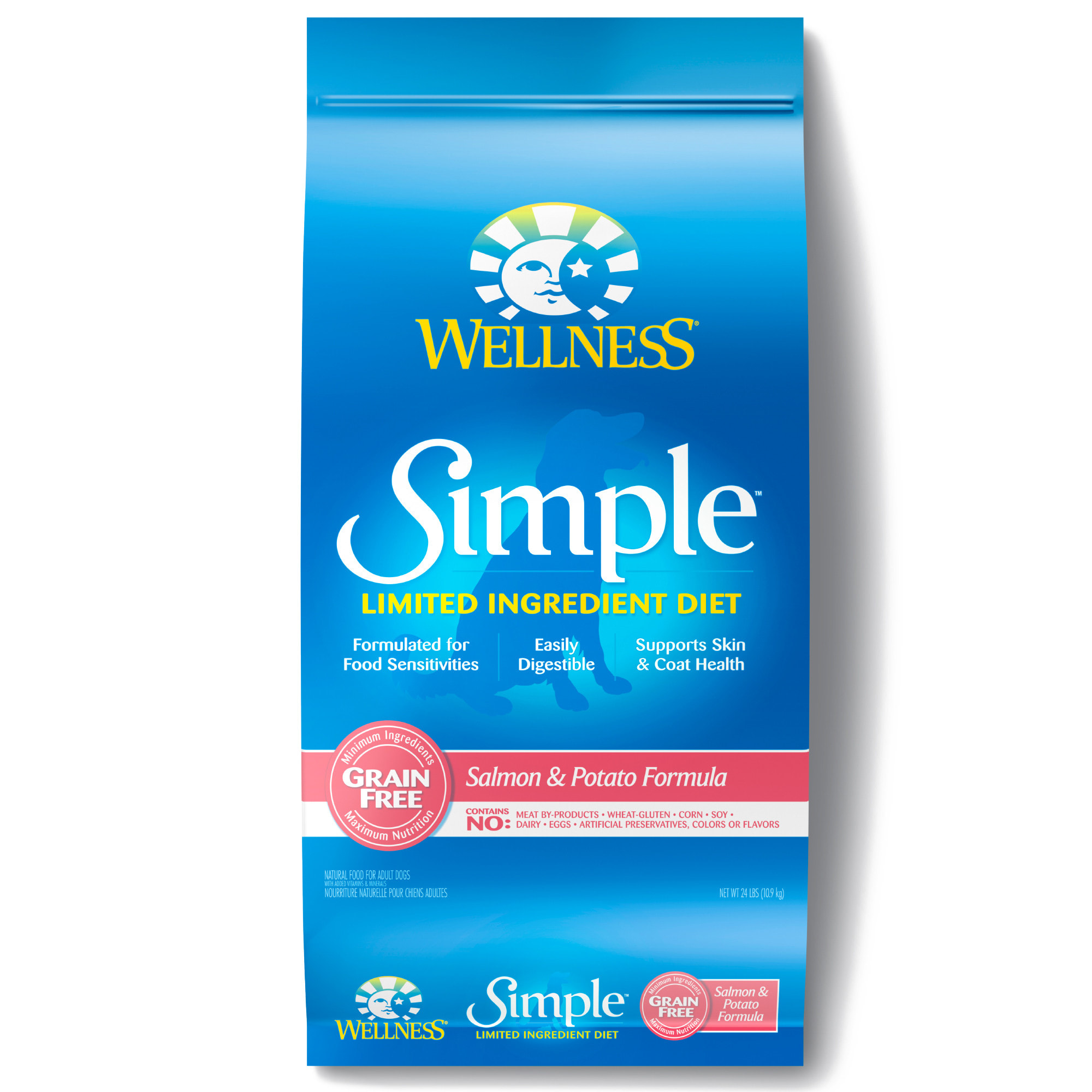 Wellness Simple Natural Grain Free Limited Ingredient Dry Dog Food  Salmon & Potato Recipe  24lb Bag