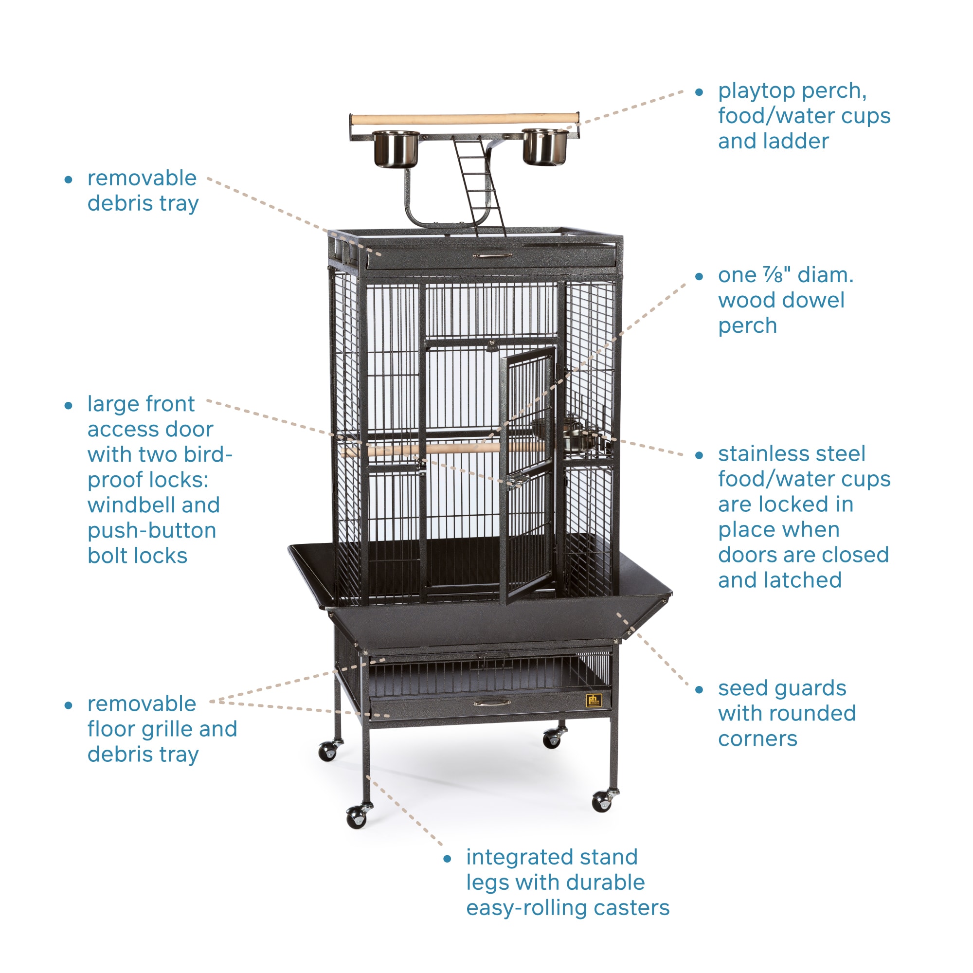Prevue Hendryx Signature Select Series Wrought Iron Bird Cage in Black