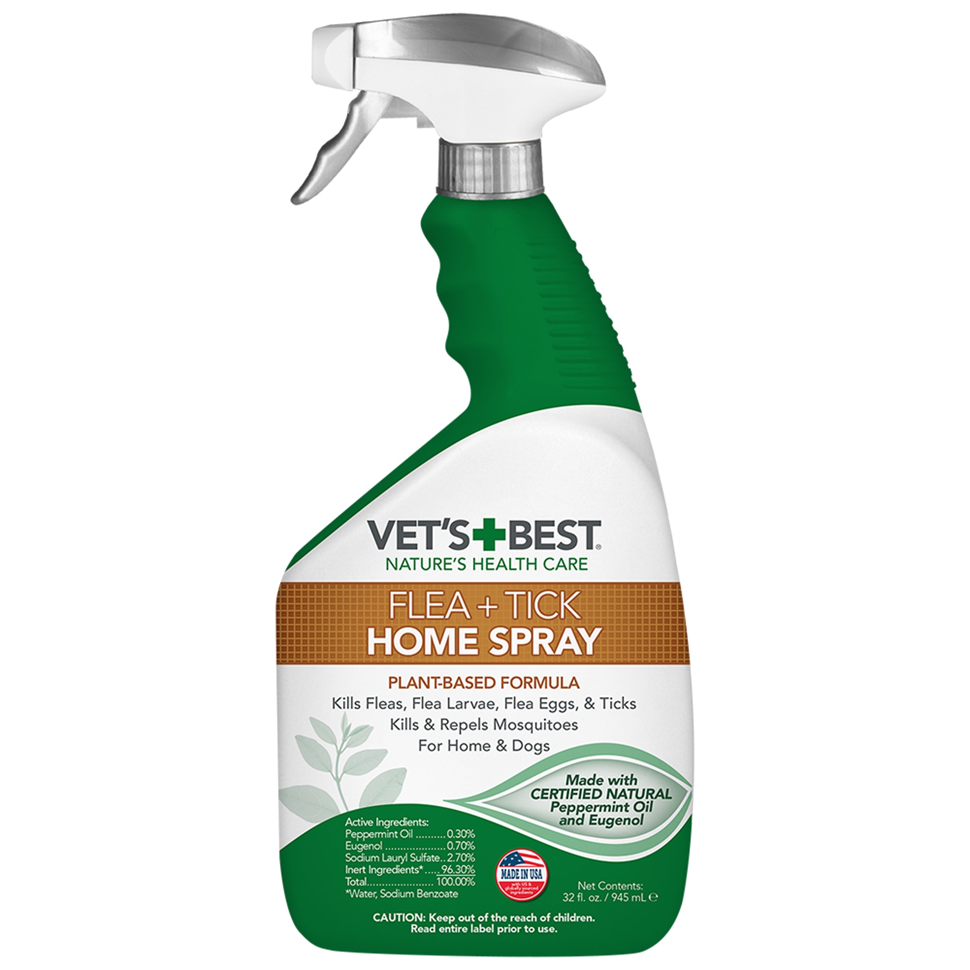 Vet s Best Flea and Tick Home Spray for Dogs - Peppermint Scent - 32oz.
