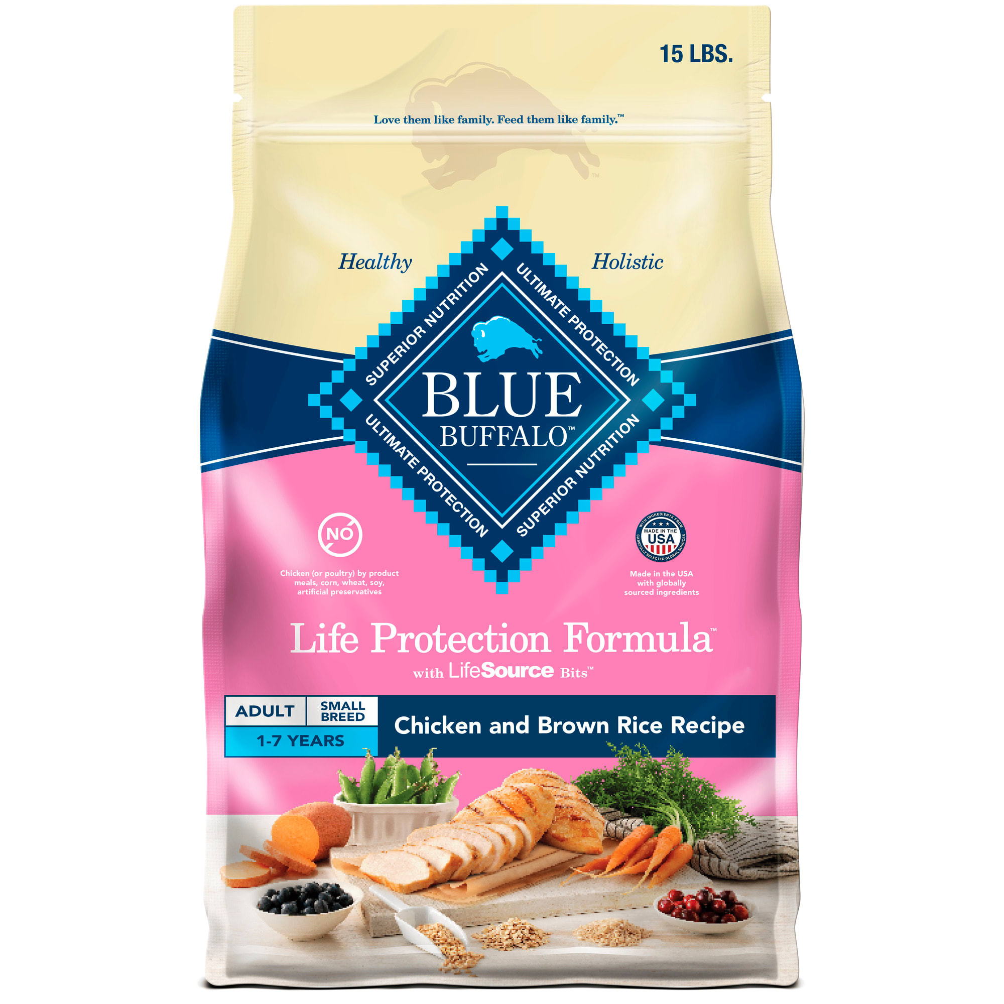 Blue Buffalo Blue Life Protection Formula Natural Adult Small Breed Chicken and Brown Rice Flavor Dry Dog Food 15 lbs