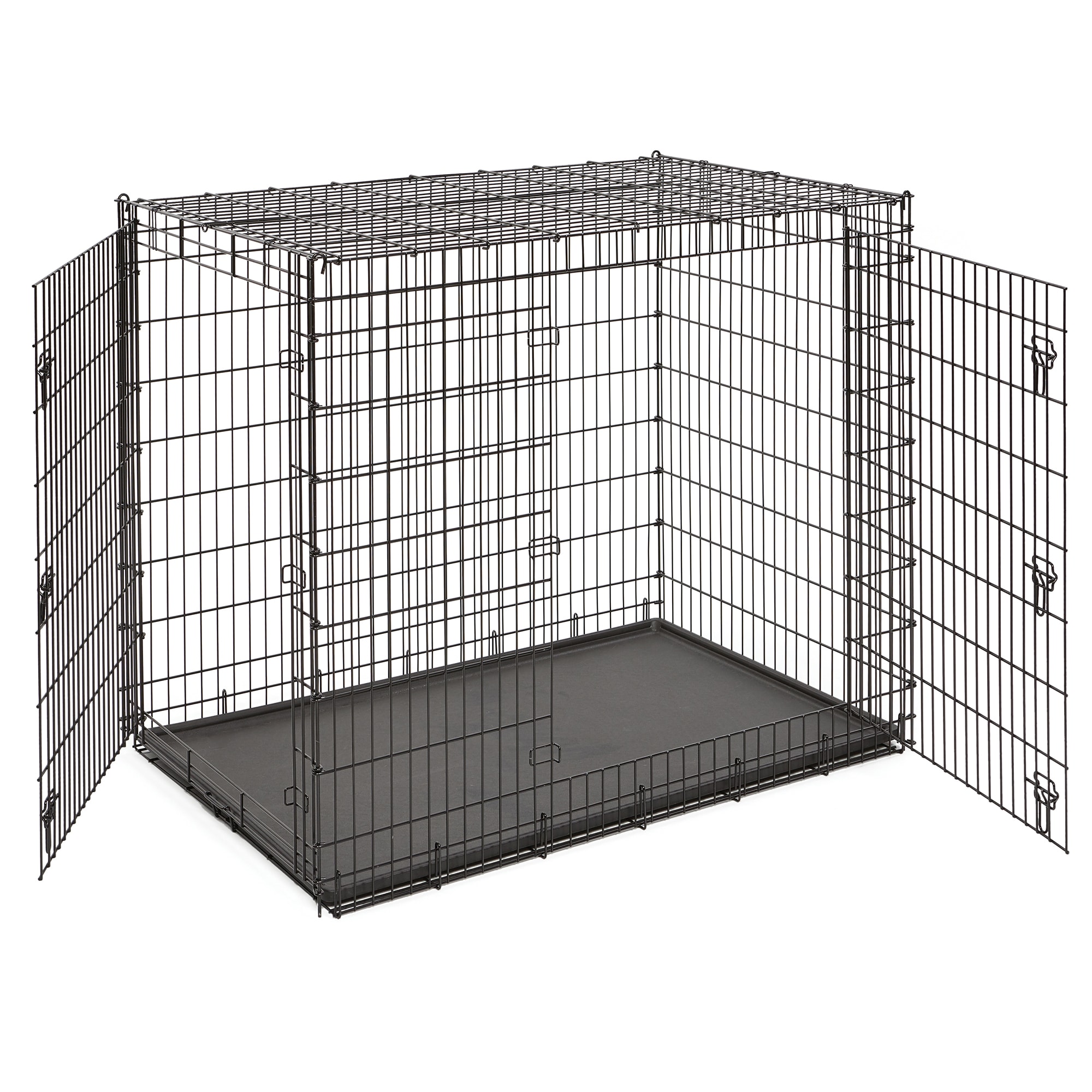 white dog cages