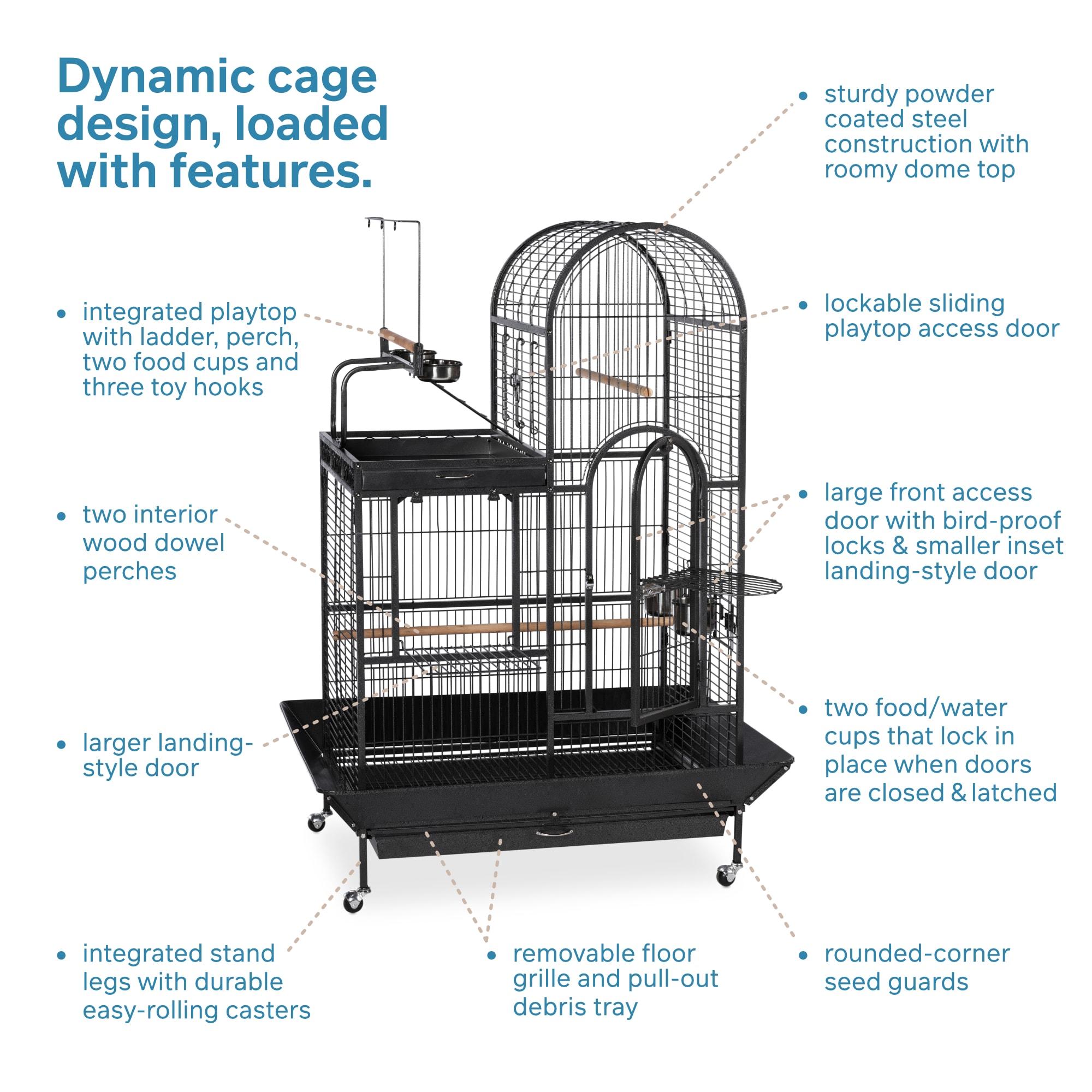 Prevue Pet Products Signature Series Deluxe Parrot Cage with Playtop Area  Wrought Iron Bird Cage in Black