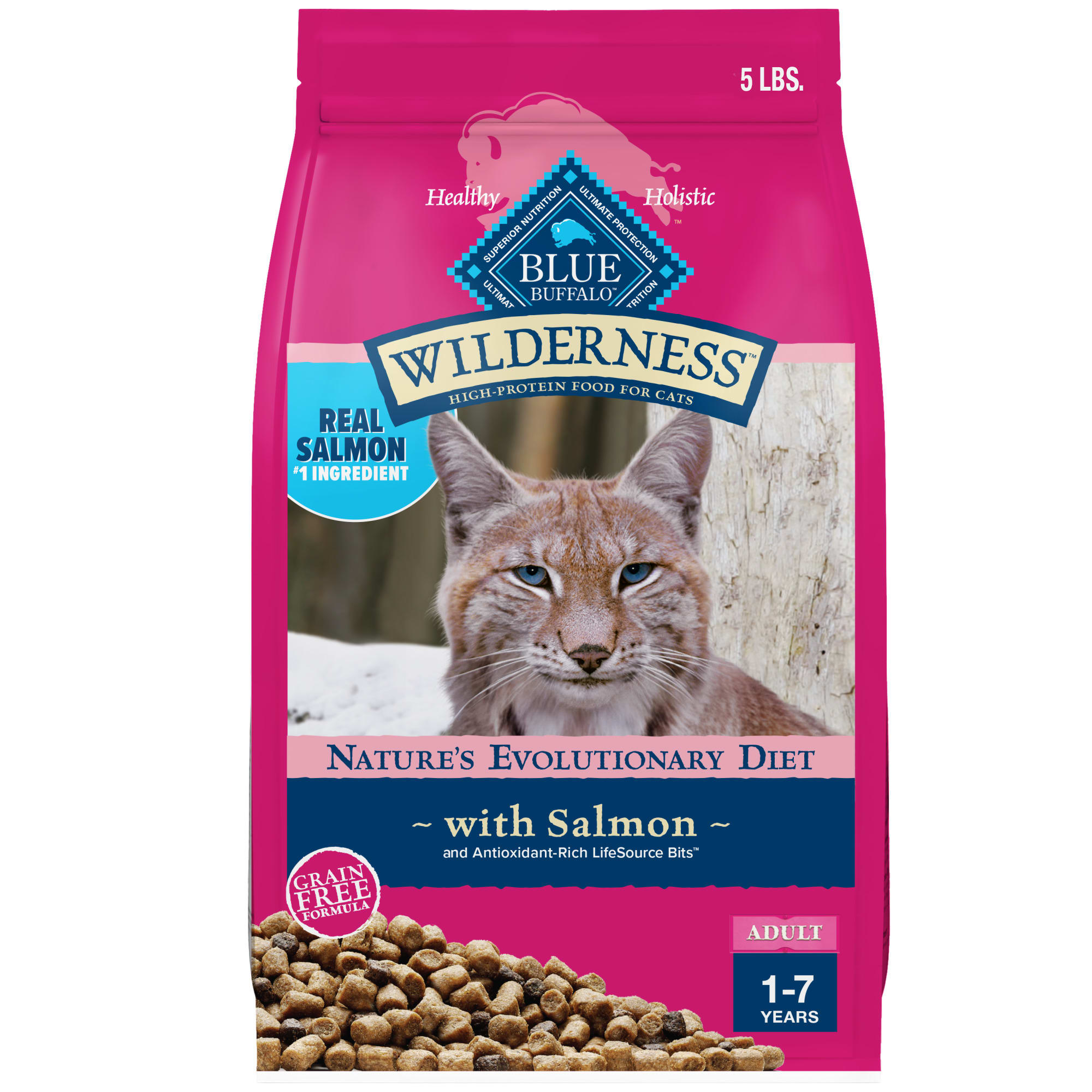 Blue Buffalo Blue Wilderness Natural Adult High Protein Salmon Dry Cat Food 5 lbs