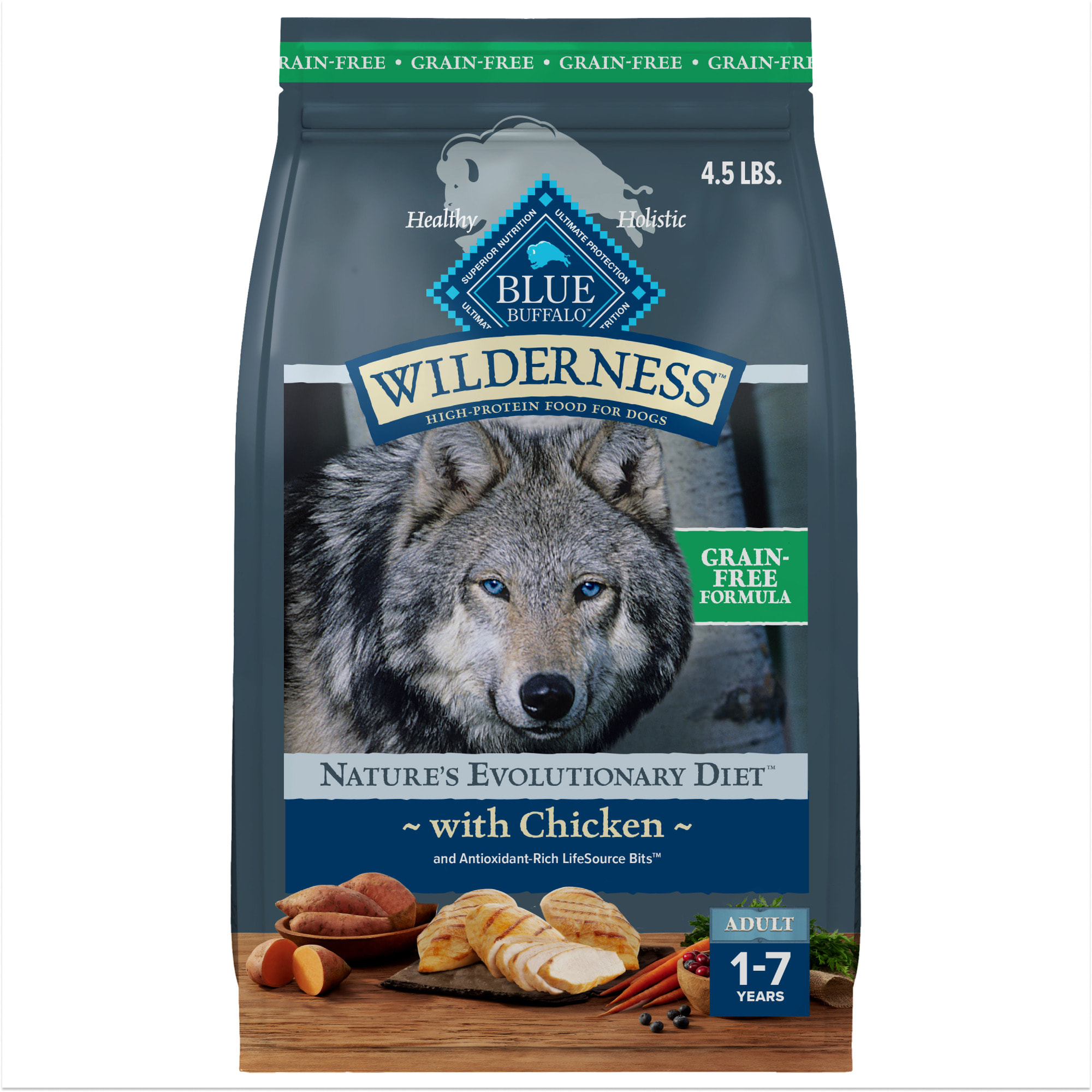 Blue Wilderness Natural High Protein Grain Free Chicken Dry Dog Food, lbs. | Petco