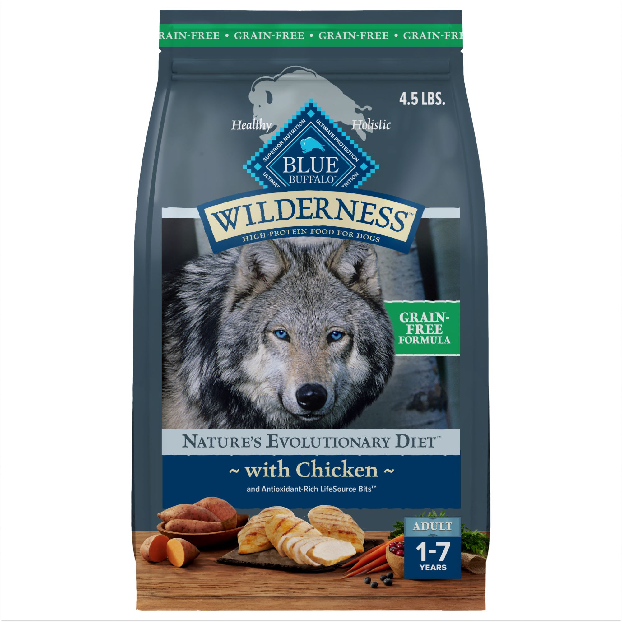 Blue Buffalo Wilderness Natural Adult High Protein Grain Free Chicken Dry Dog Food 24 Lbs Petco