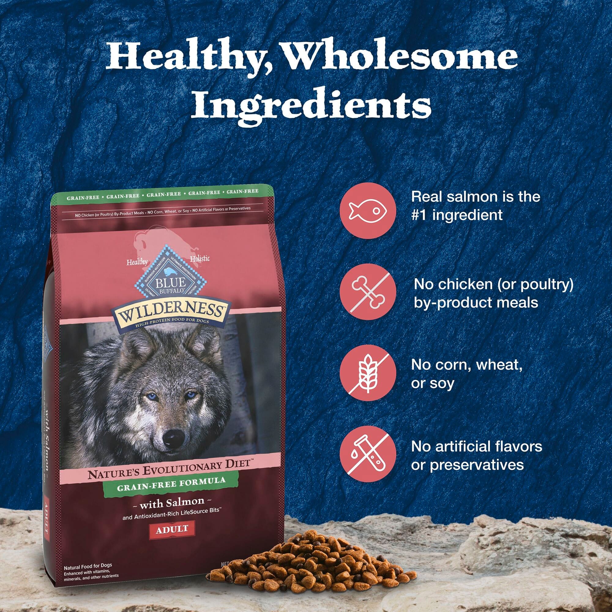 Blue Buffalo Wilderness Grain Free Salmon Dry Dog Food, 24 lbs
