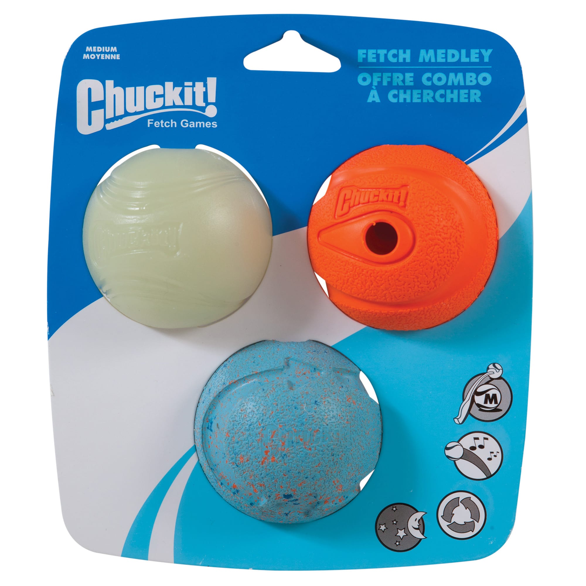 FETCH BALL DOG TOY 2 Pack For medium Launcher Chuckit 
