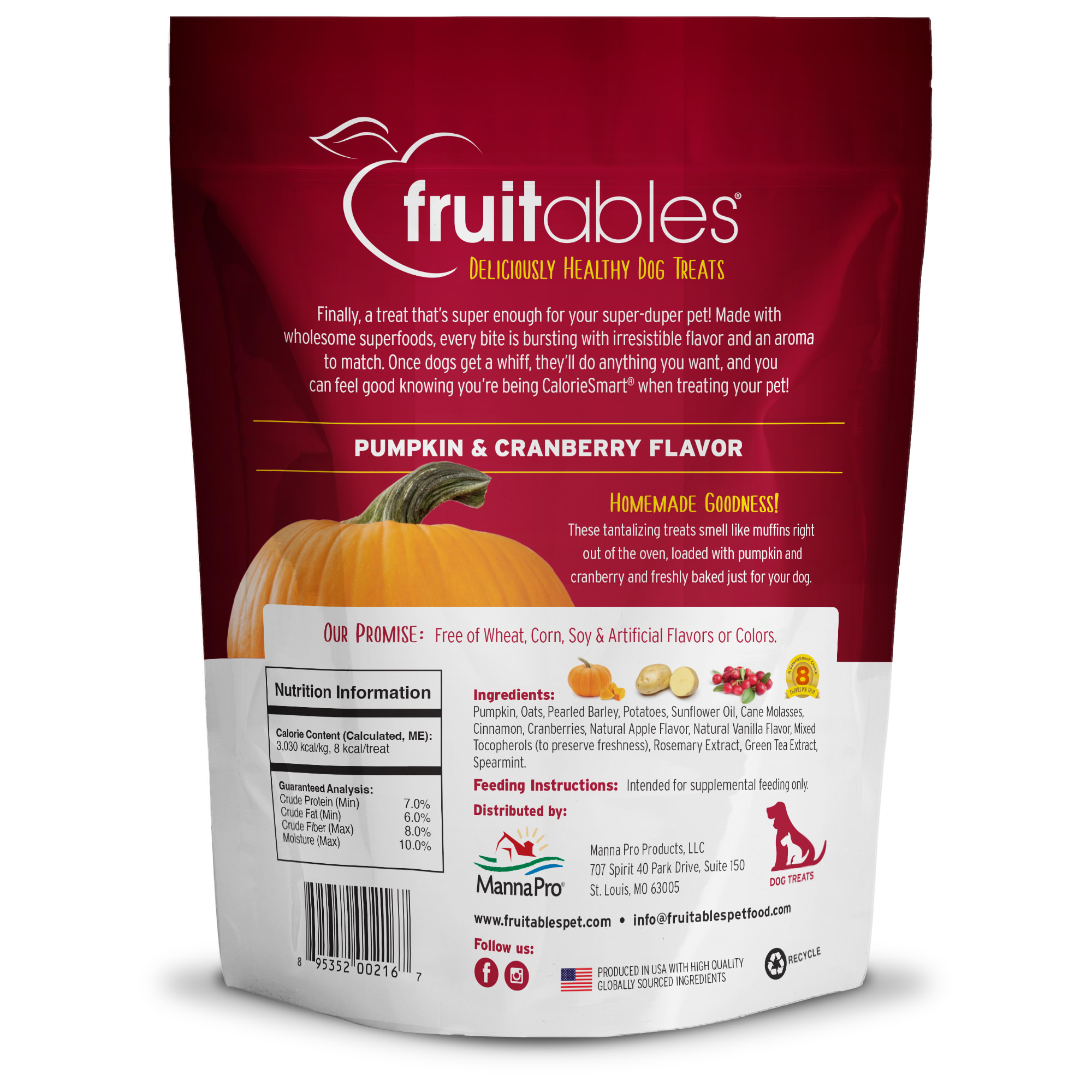 Fruitables Pumpkin Cranberry Flavor Baked Deliciously Health Dog Treats 7 oz. Petco