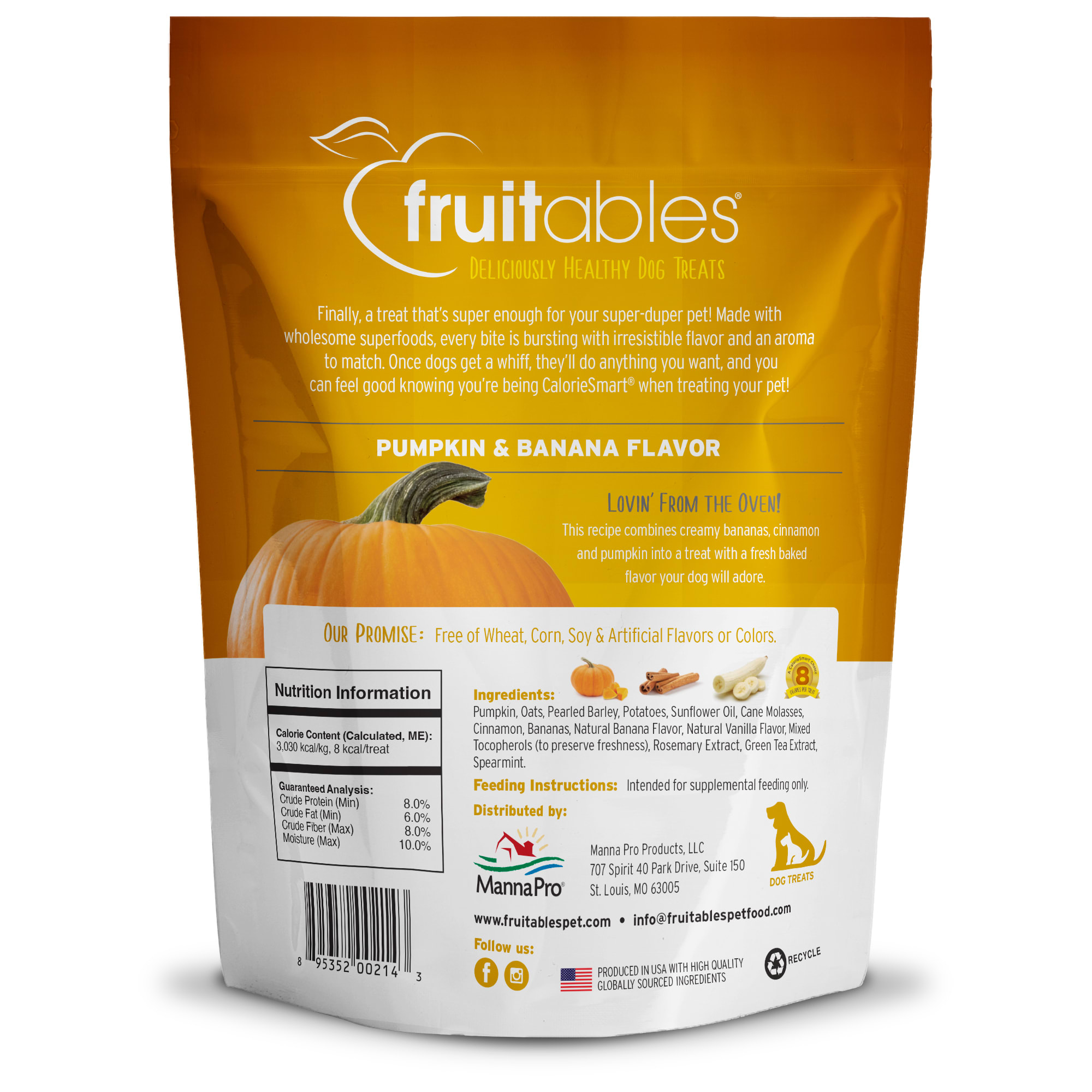 Fruitables Pumpkin Banana Healthy Dog Treats 7 oz