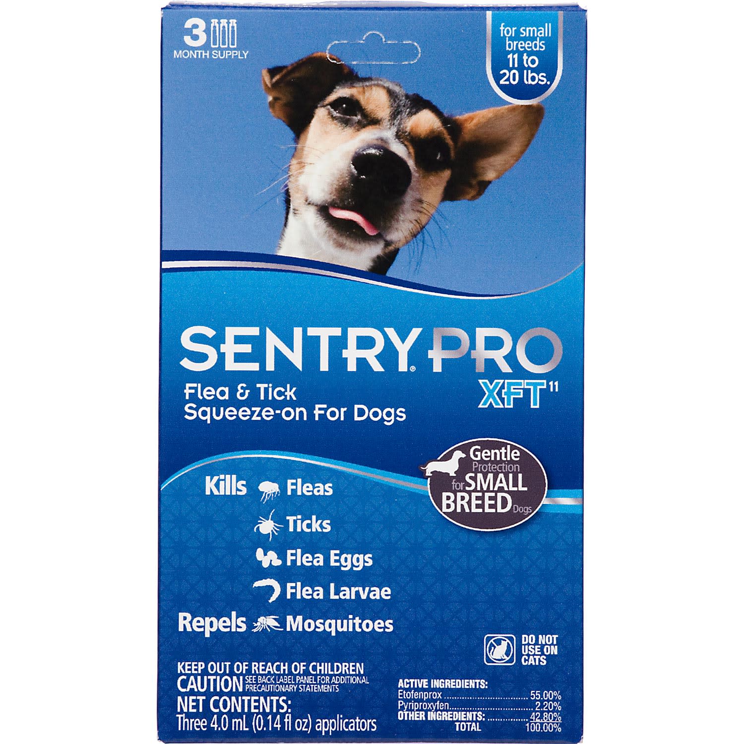 Sentry Pro XFT SqueezeOn Dogs 11 to 20 lbs. Flea & Tick Treatment, 3